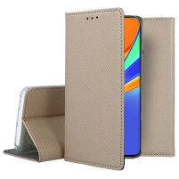 Кожен калъф тефтер и стойка Magnetic FLEXI Book Style за Xiaomi Redmi 9C / Xiaomi Redmi 9C NFC златист 